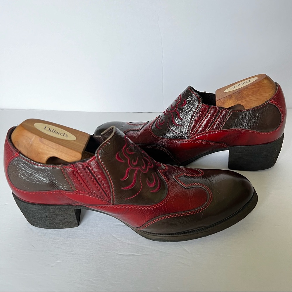 BORN Tooled Leather Napa Expresso Western Bootie size 9
